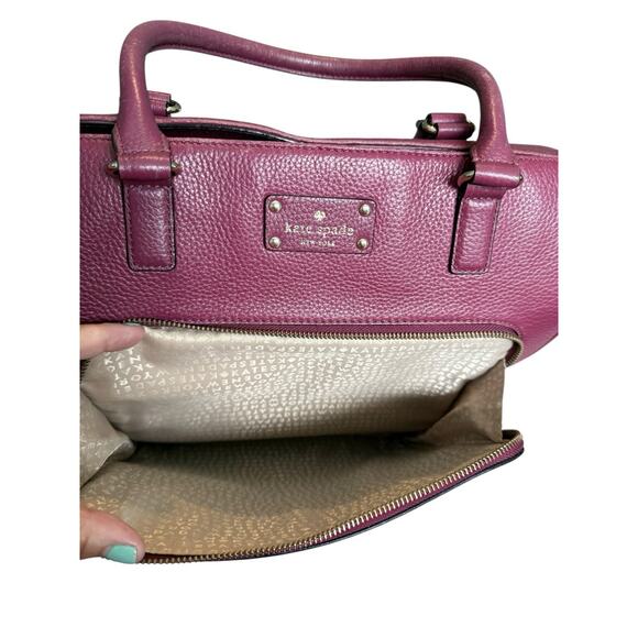 Kate Spade New York Baxter Street Fernrose Leather Shoulder bag Tote Bag Plum Lg - Picture 15 of 16